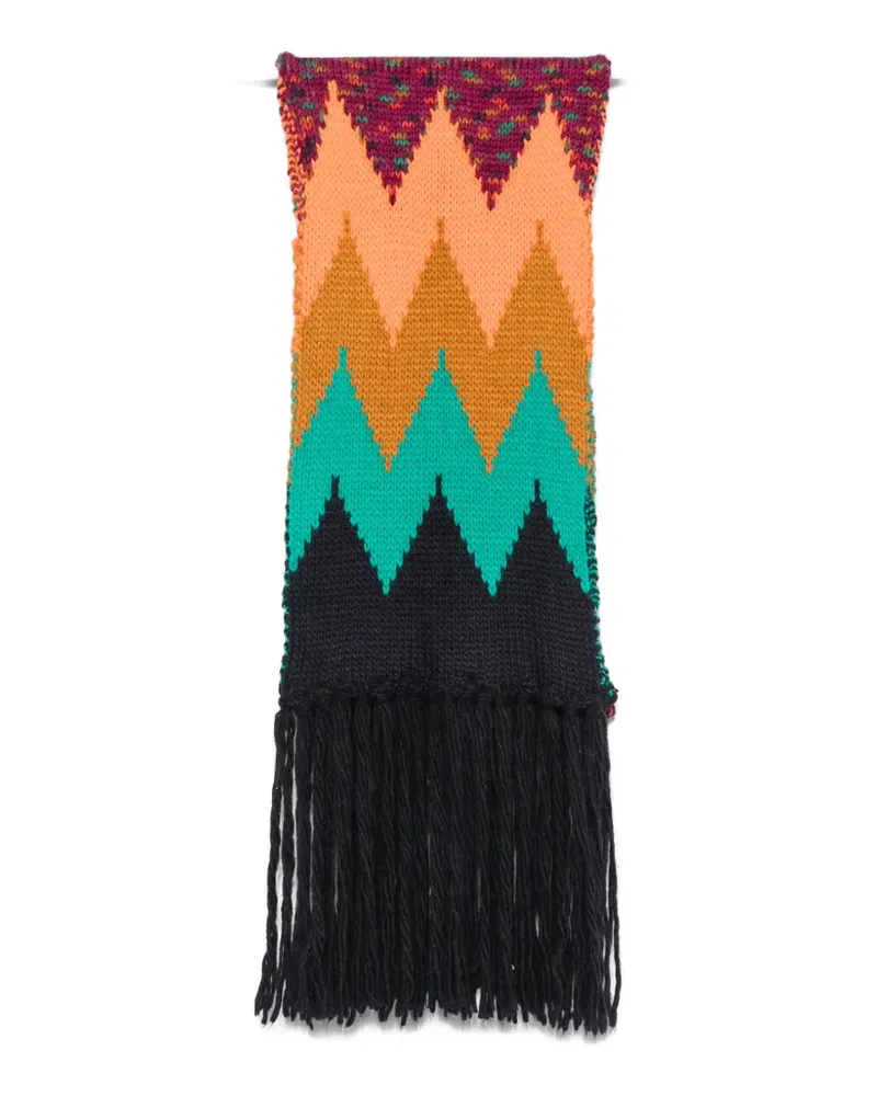 Missoni zigzag-knit fringed scarf - Schwarz Schwarz