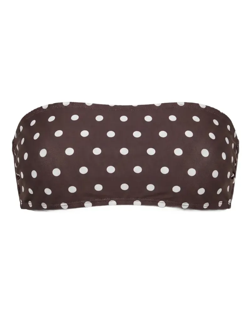 NICHOLAS Nerida bandeau top - espresso ivory polka dot - Braun Braun