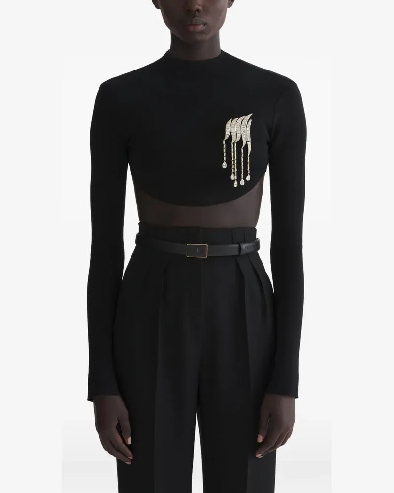 Thierry Mugler Verziertes Cropped-Top - Schwarz Schwarz