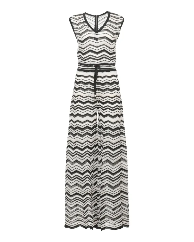 D.EXTERIOR chevron-knit wide-leg jumpsuit - Schwarz Schwarz