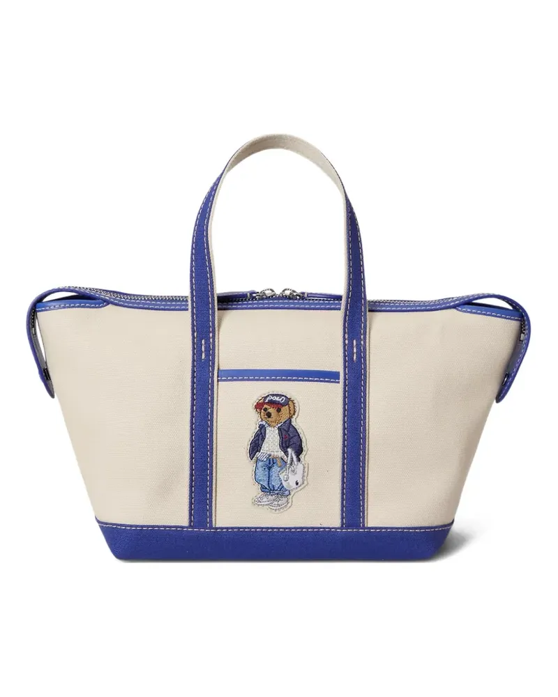 Ralph Lauren Bestickte Tote Bag aus Canvas - Nude Nude