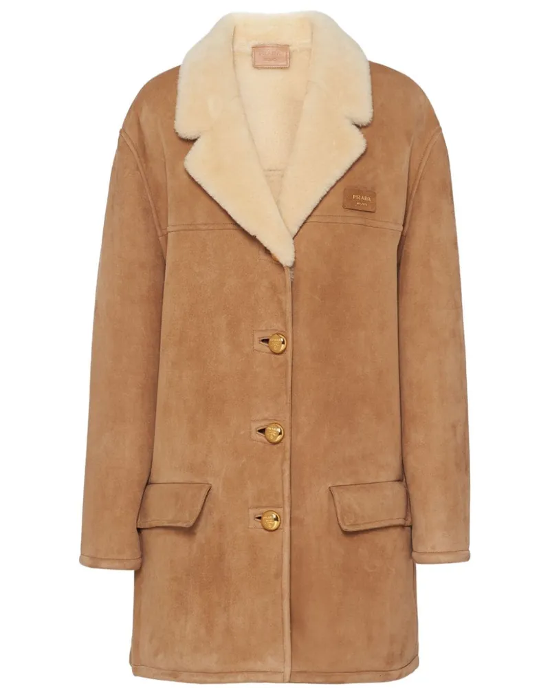 Prada Mantel aus Faux Shearling - Braun Braun