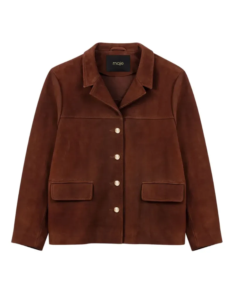 Maje buttoned leather jacket - Braun Braun