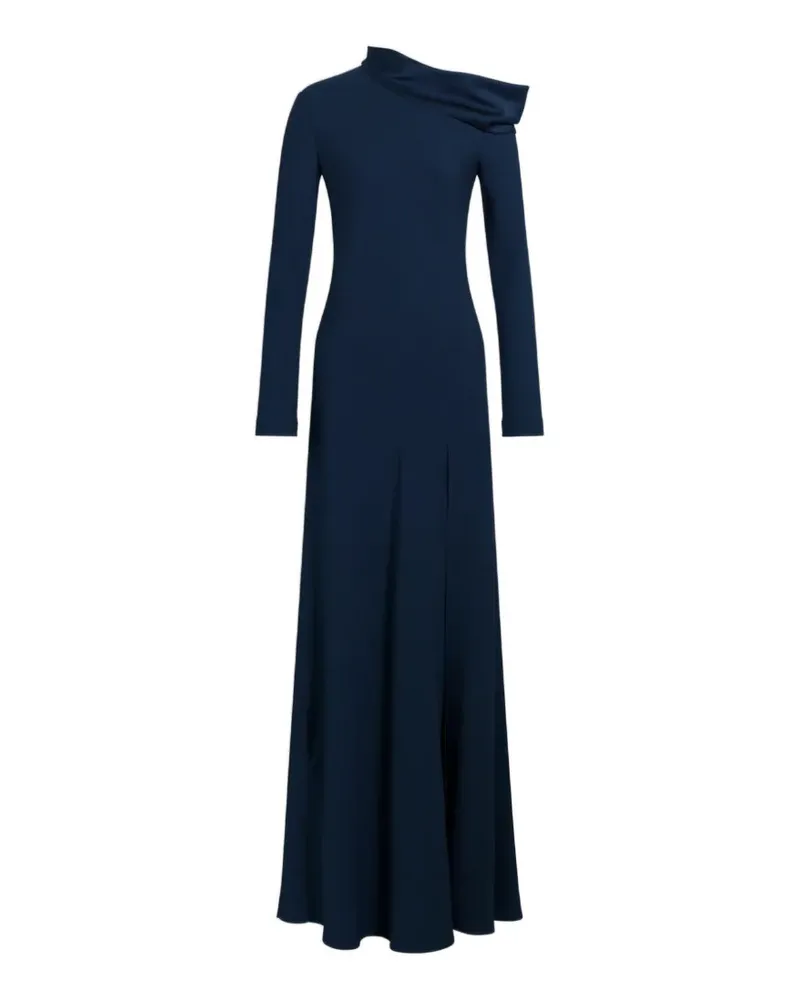 Alberta Ferretti asymmetric-neck long-sleeve dress - Blau Blau