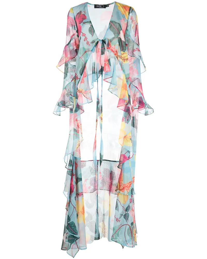 Pat Bo Bluse mit Hibiskus-Print - Nude Nude