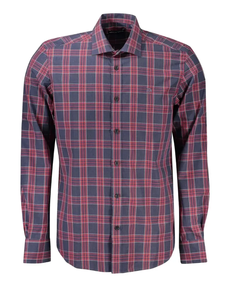 North Sails plaid-pattern long-sleeve cotton shirt - Blau Blau