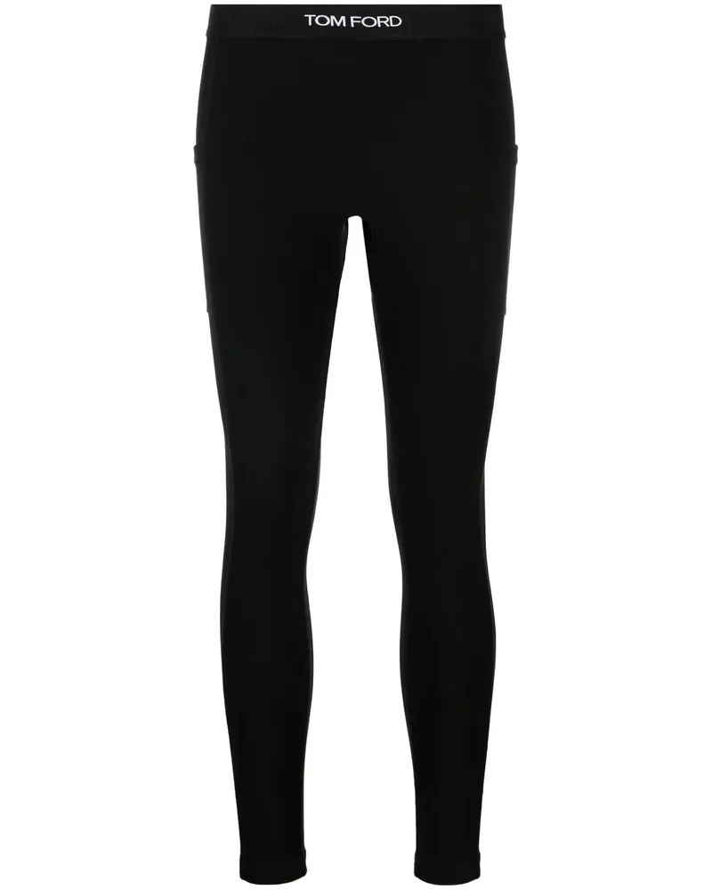 Tom Ford Cropped-Leggings mit Logo-Bund - Schwarz Schwarz