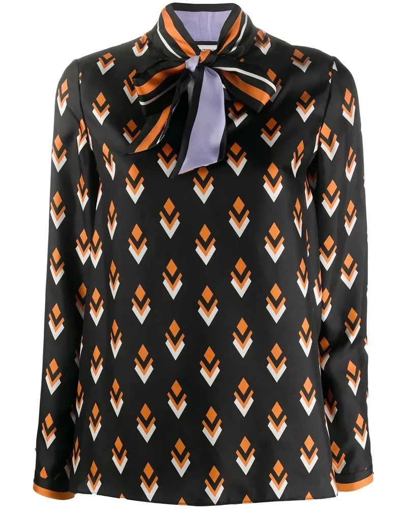 Valentino Garavani Seidentop mit Print - Schwarz Schwarz