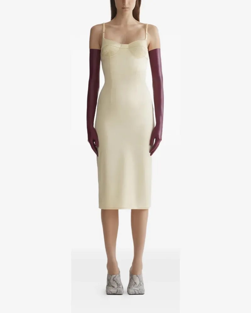 Thierry Mugler Camisole-Kleid mit geripptem Oberteil - Nude Nude