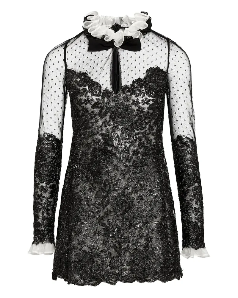 Giambattista Valli Besticktes Kleid mit Rüschenkragen - Schwarz Schwarz
