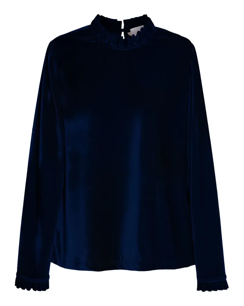 ISOLDA Gerüschtes Maré Samtoberteil - Blau Blau