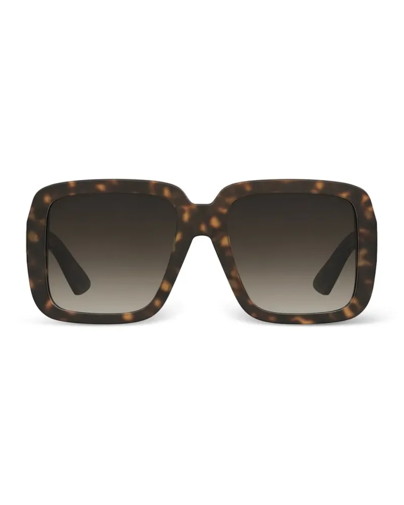 Moschino tortoiseshell-effect square-frame sunglasses - Braun Braun
