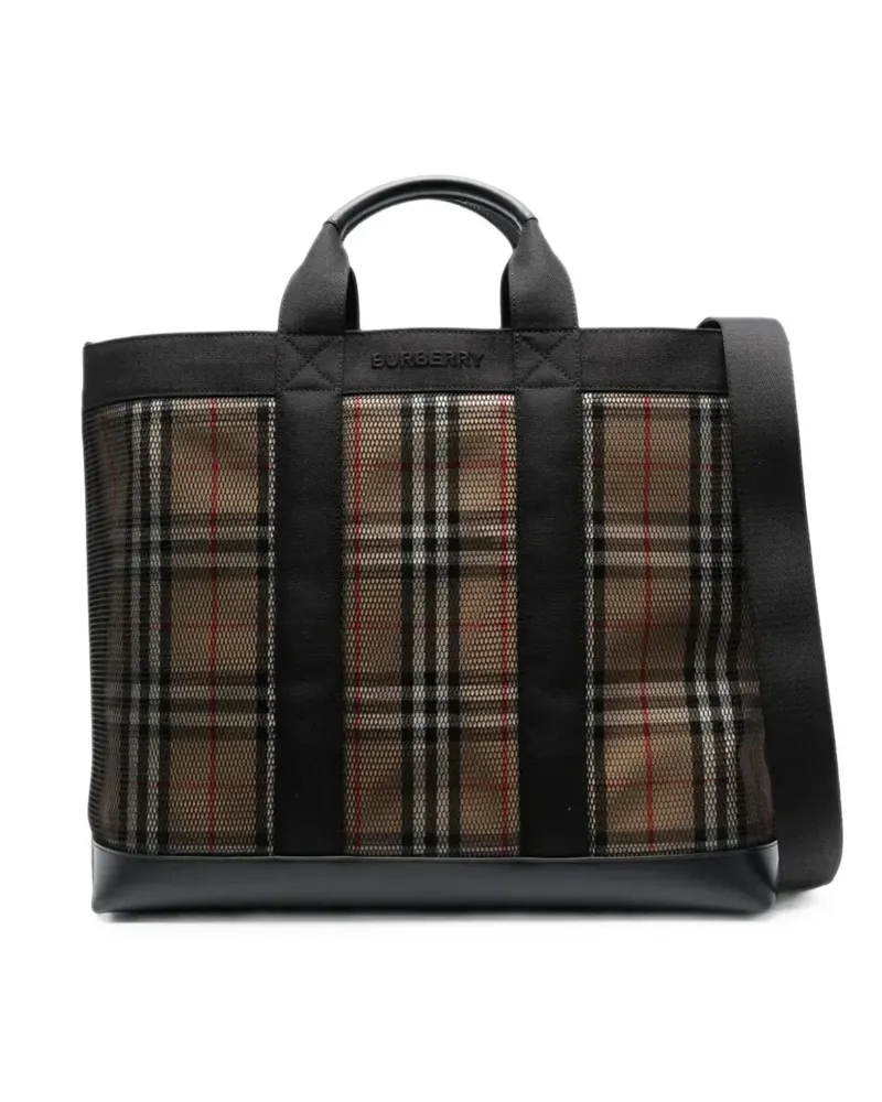 Burberry Ormond Tote Bag mit Karomuster - Schwarz Schwarz