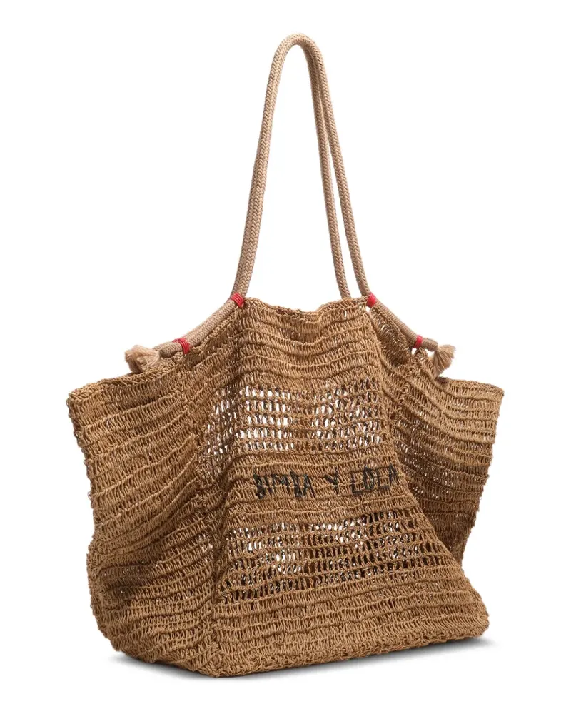 BIMBA Y LOLA Große Tote Bag mit Raffiabast-Effekt - Braun Braun