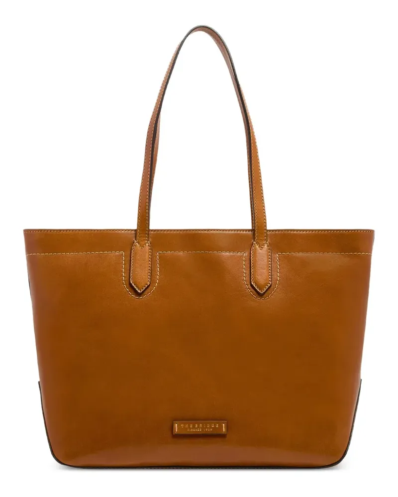 The Bridge contrast-stitched leather tote bag - Braun Braun