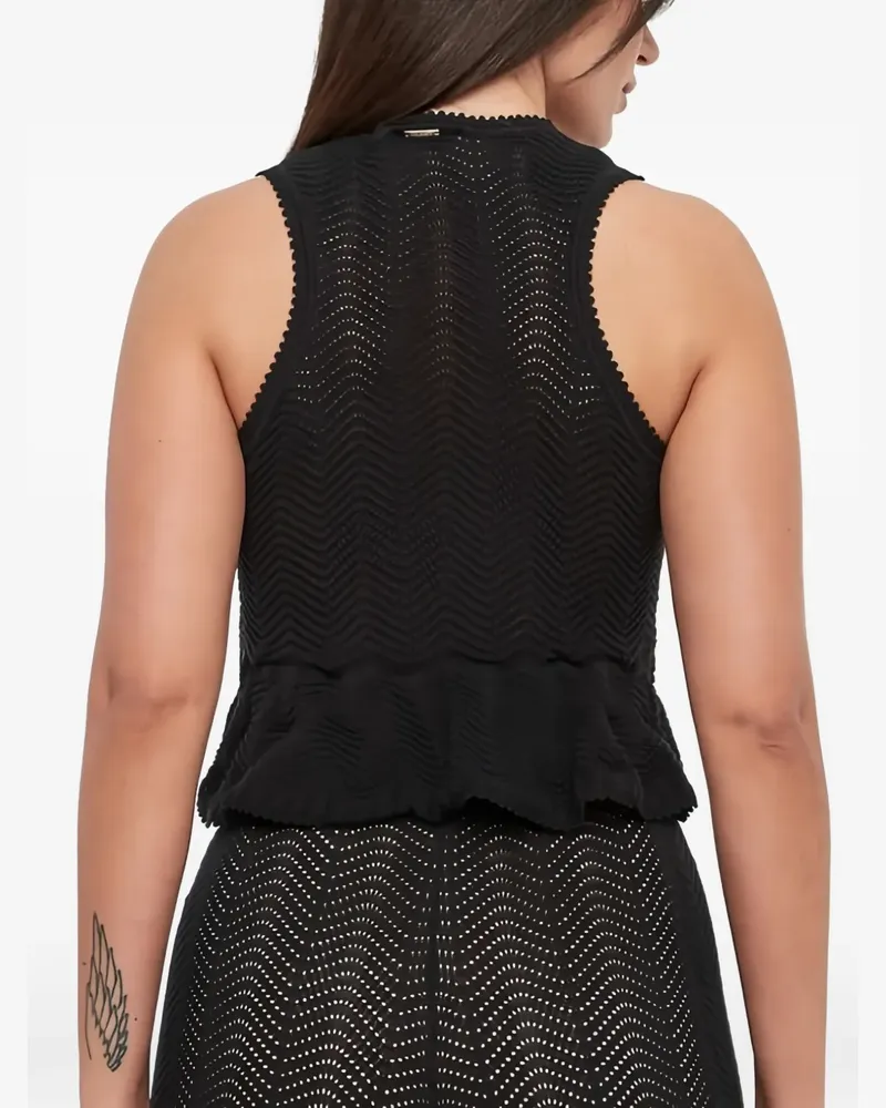Twin-Set zigzag-knit peplum tank top - Schwarz Schwarz
