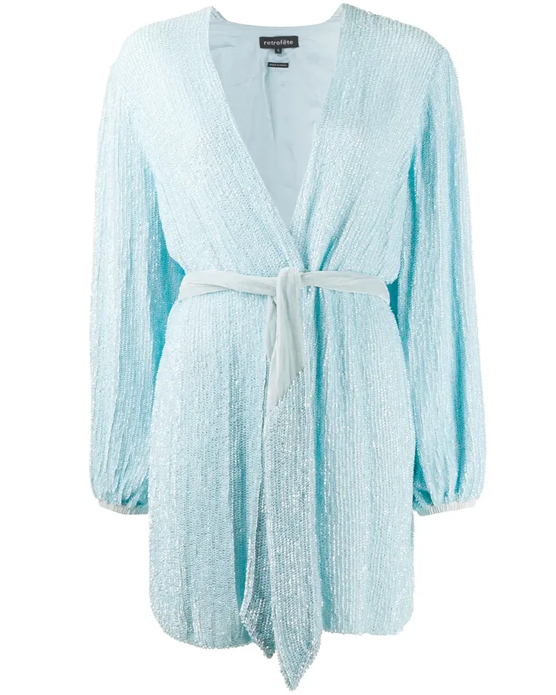 Retrofête Wickelkleid mit Pailletten - Blau Blau