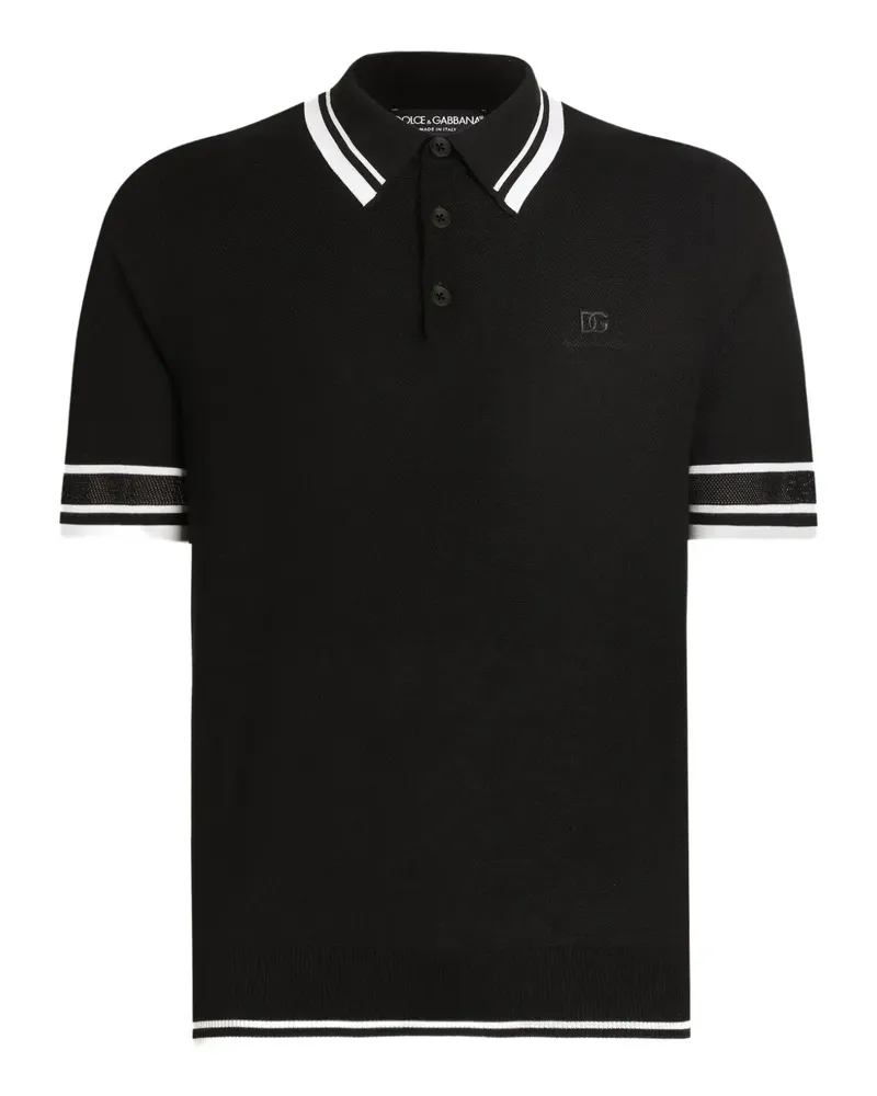 Dolce & Gabbana Poloshirt mit Kontrastdetails - Schwarz Schwarz