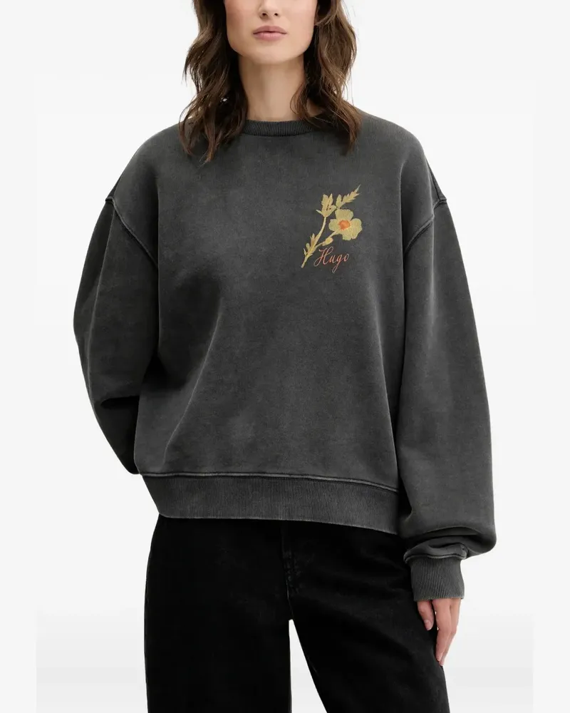 HUGO BOSS Sweatshirt mit Blumen-Print - Schwarz Schwarz