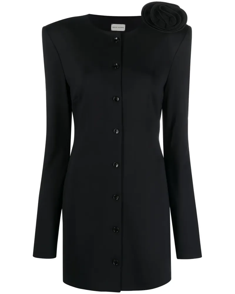 Magda Butrym Midikleid mit Blumenspitze - Schwarz Schwarz