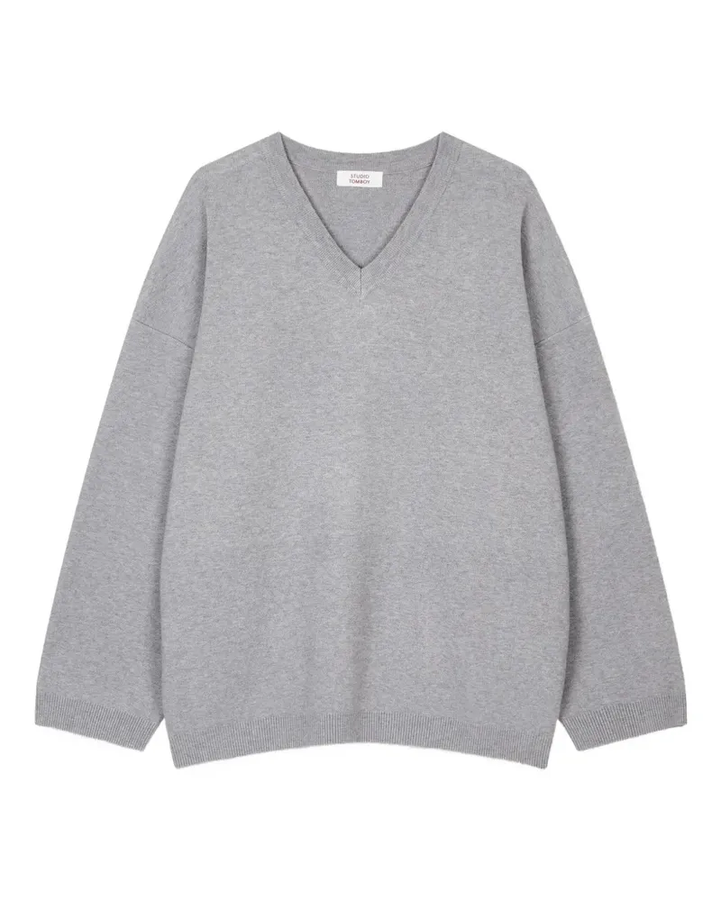 STUDIO TOMBOY Pullover mit V-Ausschnitt - Grau Grau