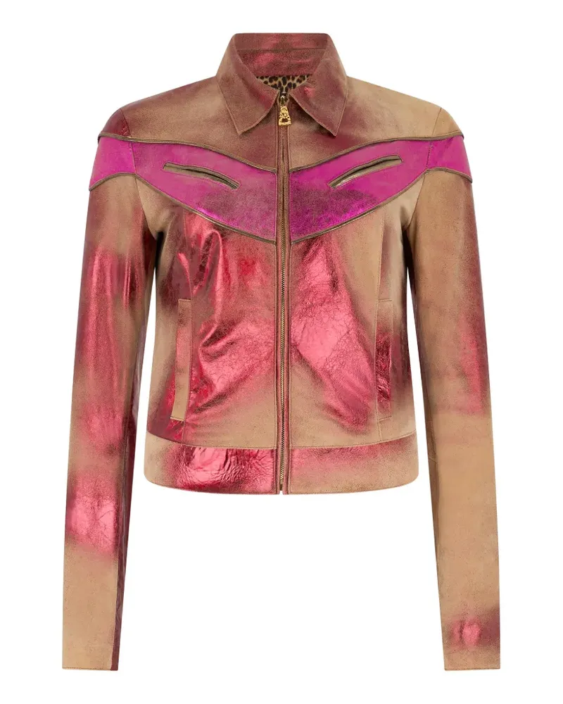 Roberto Cavalli metallic-finish leather jacket - Rot Rot