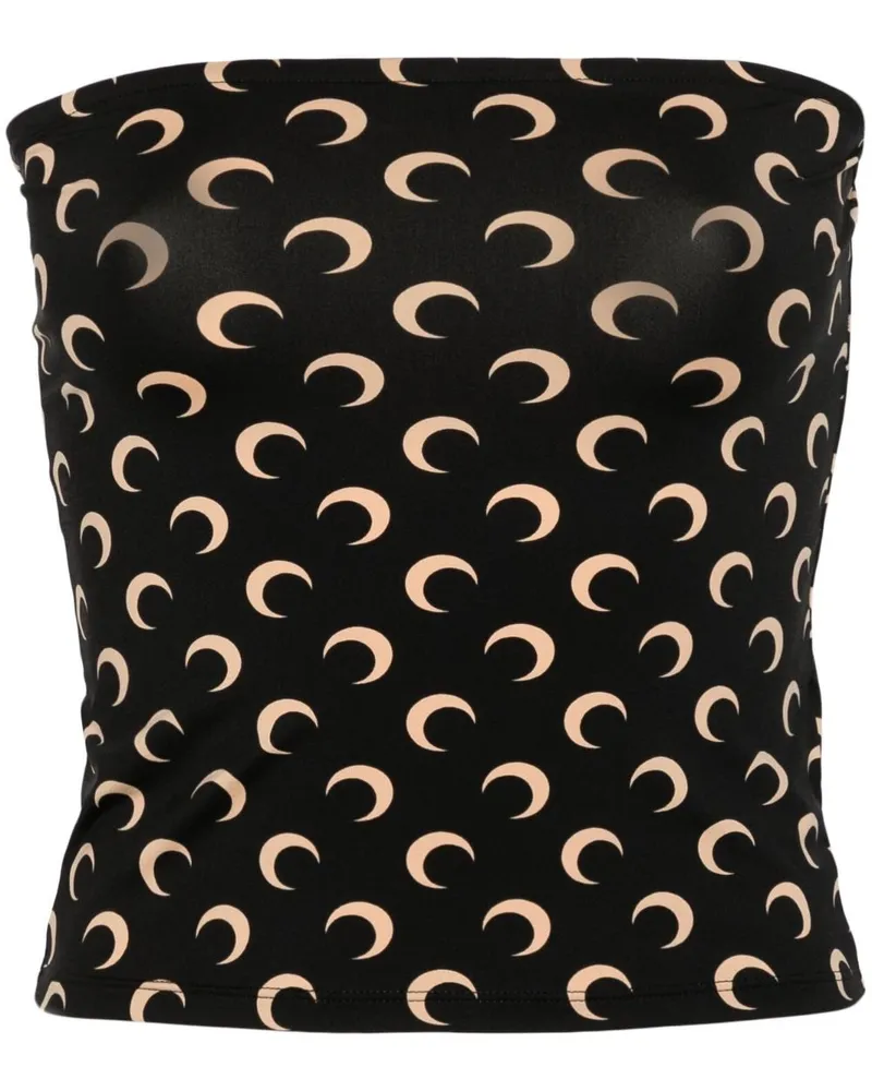 Marine Serre Schlauchtop mit Crescent Moon-Print - Schwarz Schwarz