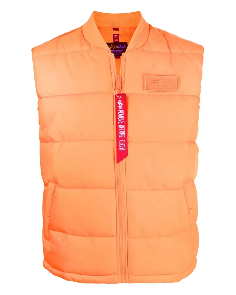 Alpha Industries Gesteppte Weste mit Logo-Patch - Orange Orange