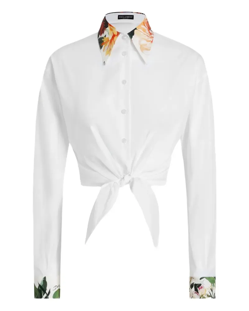 Dolce & Gabbana Popeline-Hemd mit Blumen-Print - Weiß Weiß