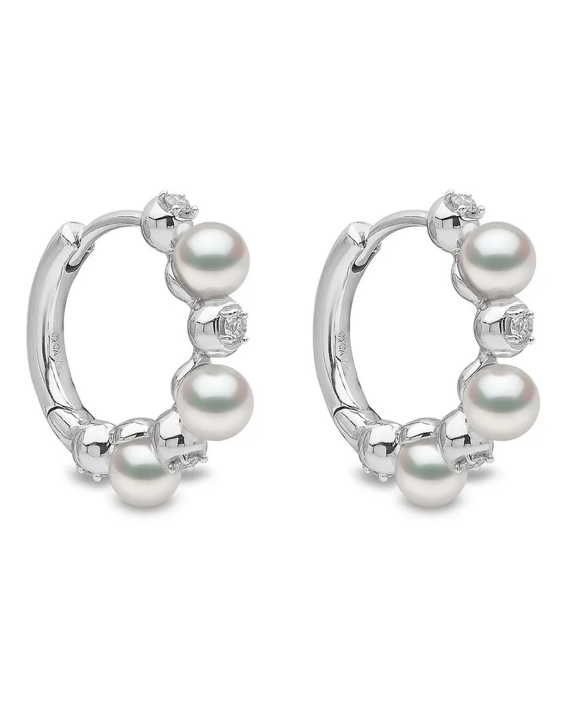 YOKO London 18kt Eclipse Weißgoldcreolen mit Akoya-Perlen und Diamanten - Silber Silber