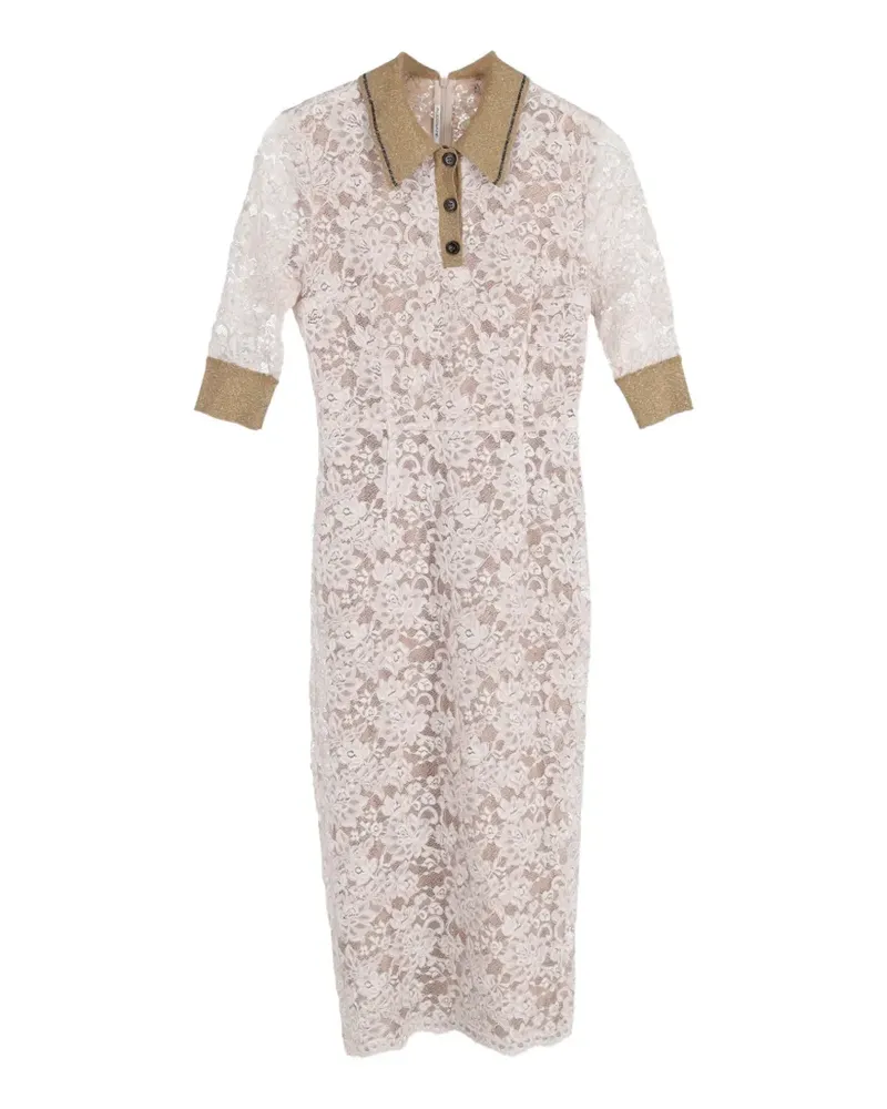 Alessandra Rich Midikleid aus Blumenspitze - Weiß Weiß