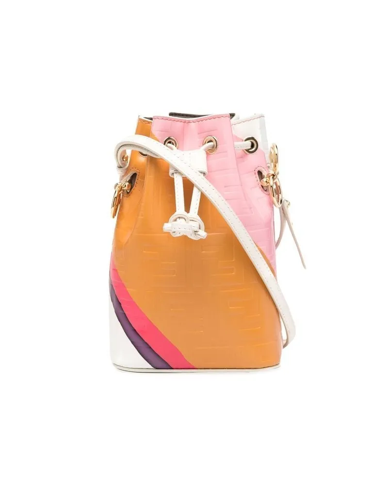 Fendi Convertible bucket bag in velvet with all-over ff logo