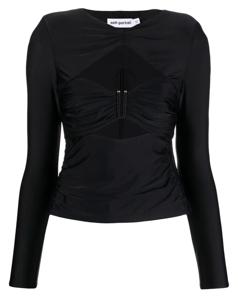 Self-Portrait Gerafftes Top mit Cut-Out - Schwarz Schwarz
