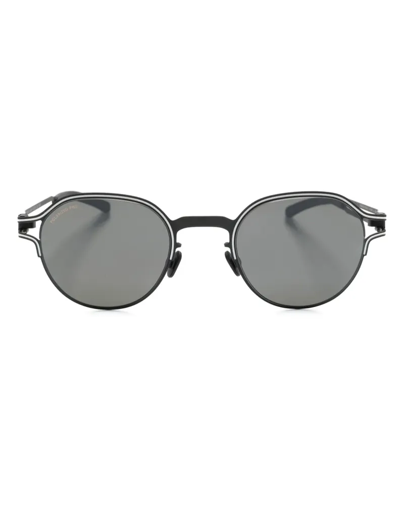 Mykita Sonnenbrille mit rundem Gestell - Schwarz Schwarz