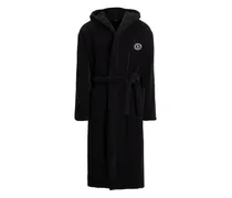 Frottee-Bademantel mit Kapuze - Schwarz