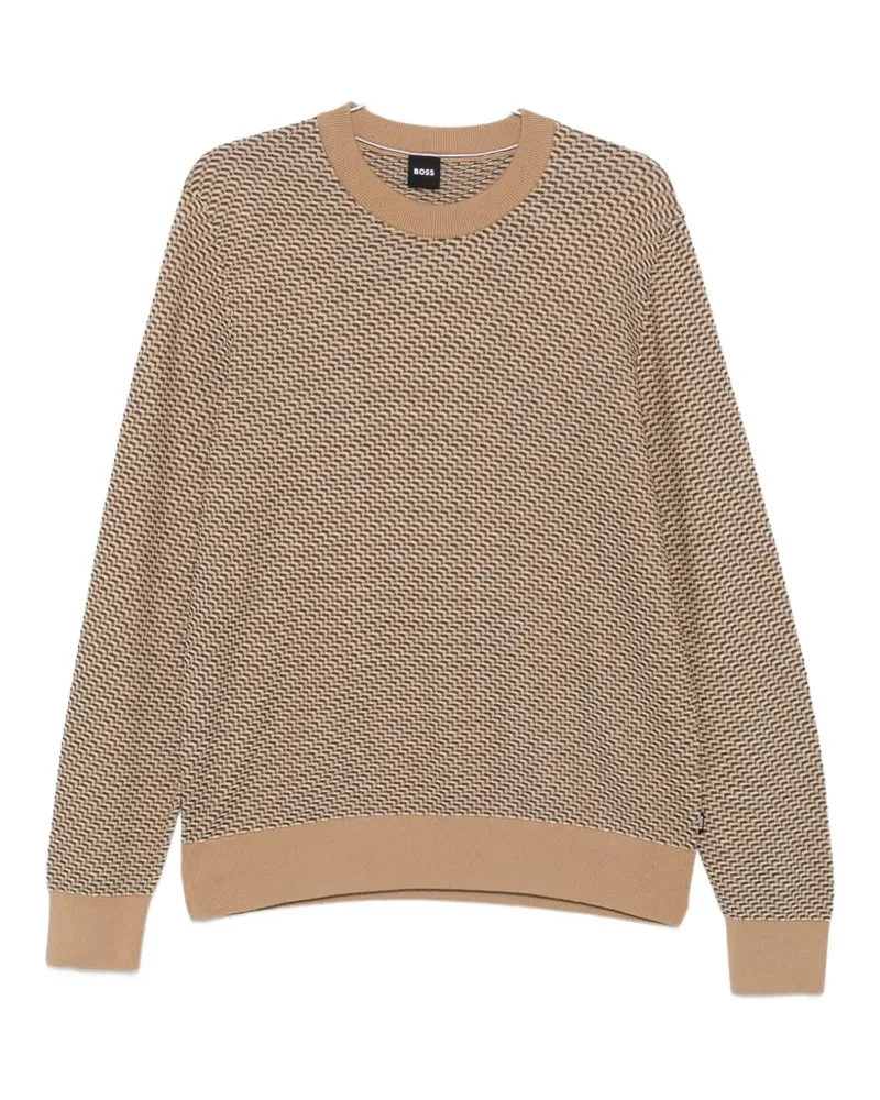 HUGO BOSS geometric-pattern sweater - Nude Nude