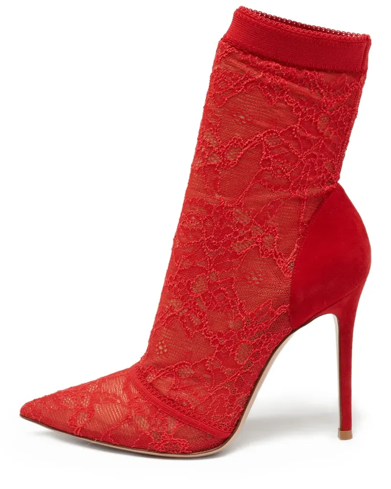 Gianvito Rossi Pre-owned Stiefeletten mit Spitzenverzierung 110mm - Rot Rot