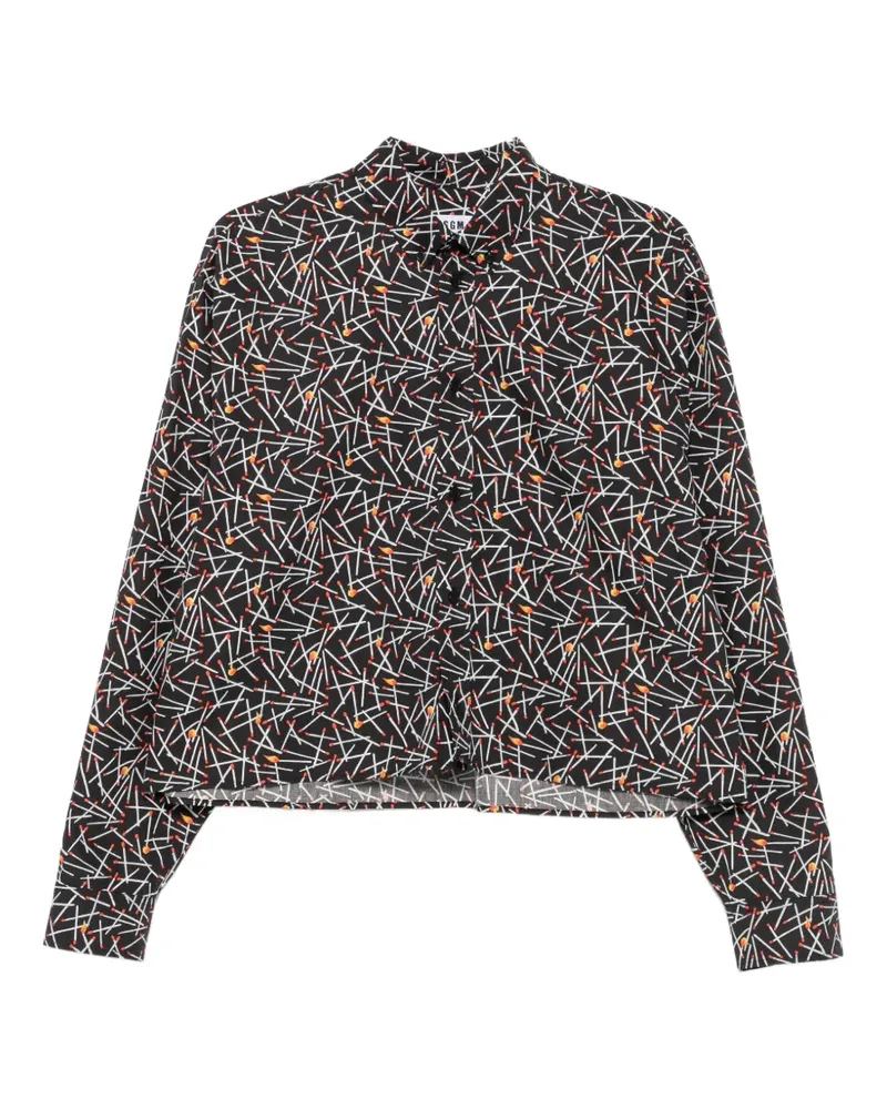 MSGM Cropped-Hemd mit Streichholz-Print - Schwarz Schwarz