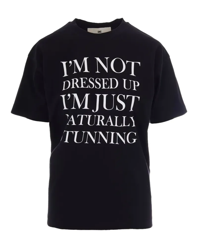 Elisabetta Franchi slogan-print T-shirt - Schwarz Schwarz
