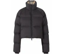 Gefütterte Cropped-Jacke - Schwarz
