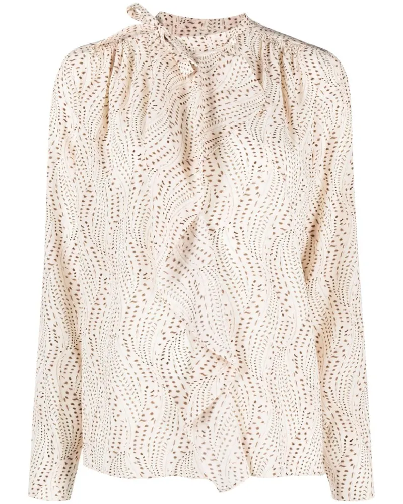 Isabel Marant Seidenhemd mit abstraktem Muster Nude