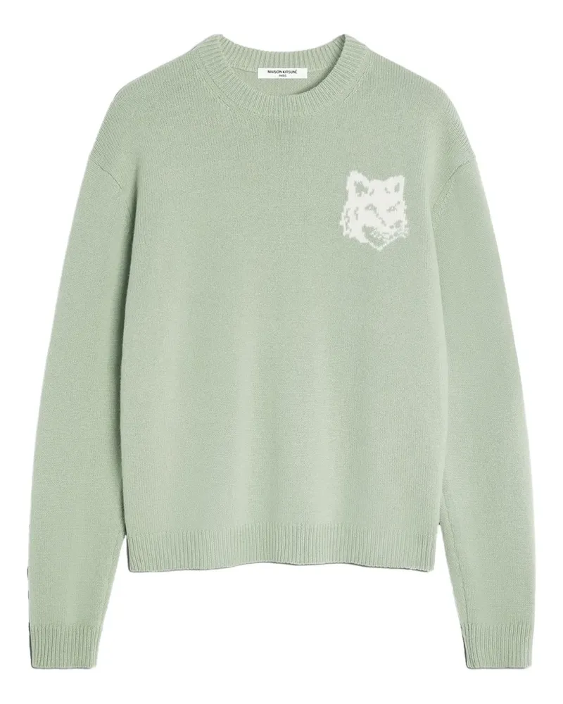 Kitsuné fox-head crew-neck sweater - Grün Grün