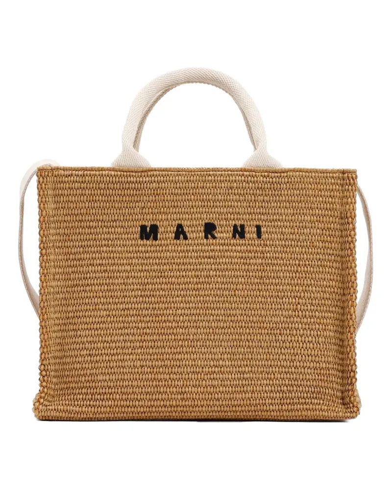 Marni raffia-effect tote bag - Nude Nude