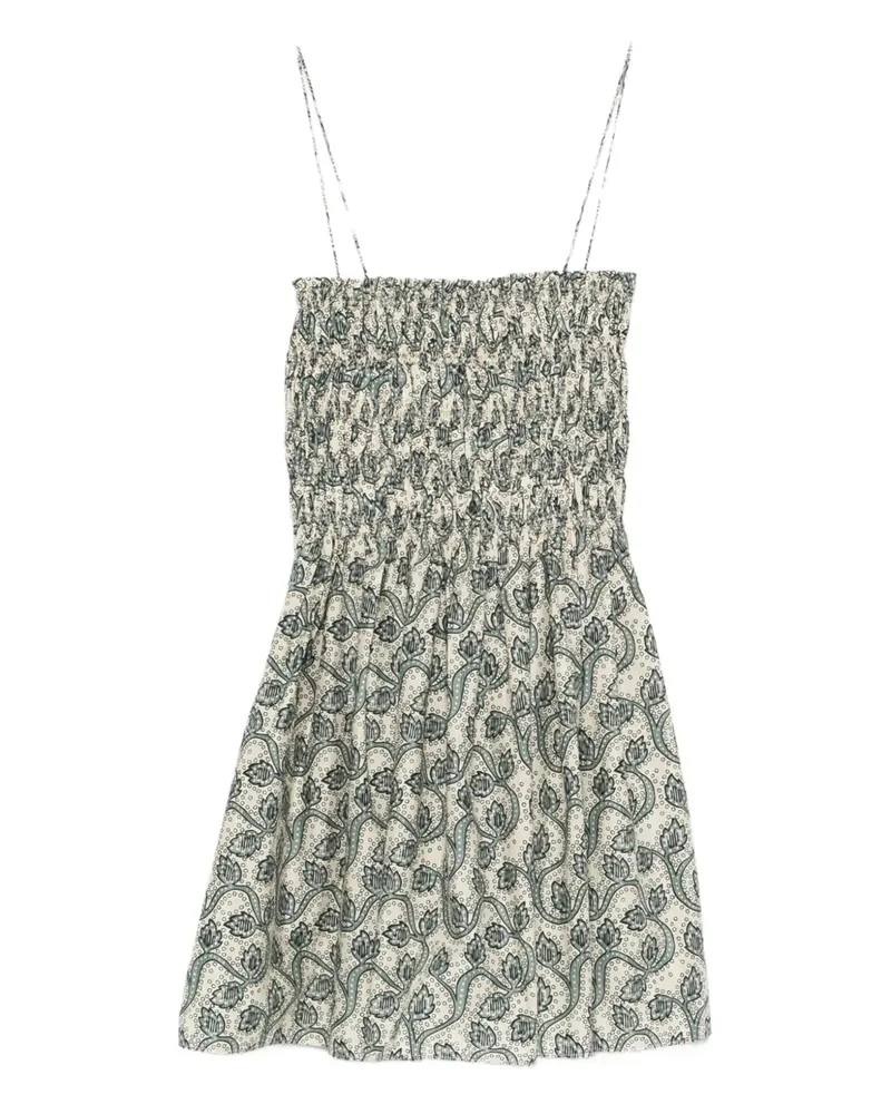 Matteau shirred printed mini dress - Nude Nude