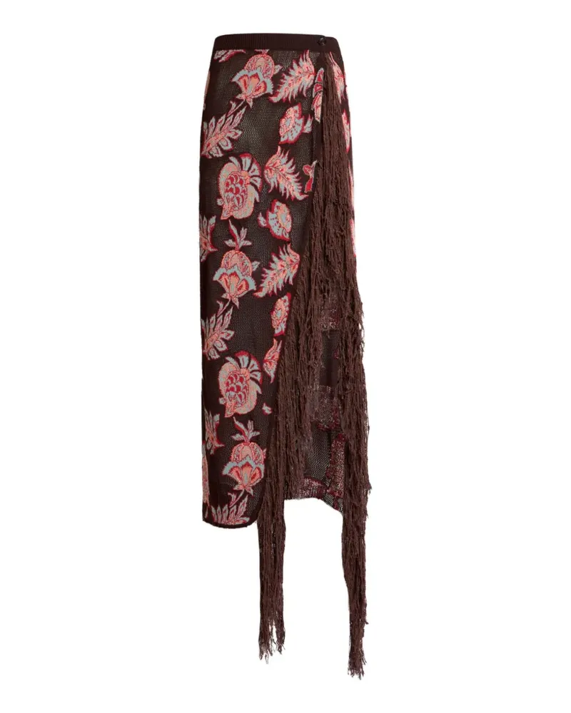 Etro Asymmetrischer Rock mit Blumenprint - Braun Braun
