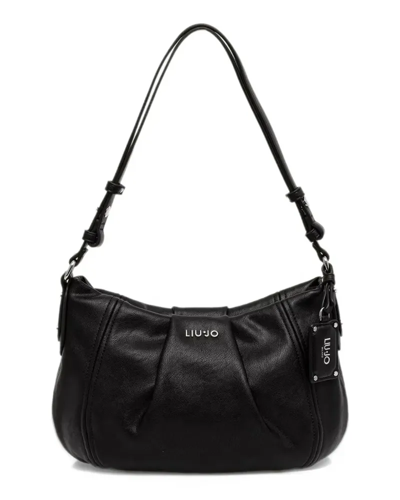 Liu Jo logo-plaque pebbled shoulder bag - Schwarz Schwarz