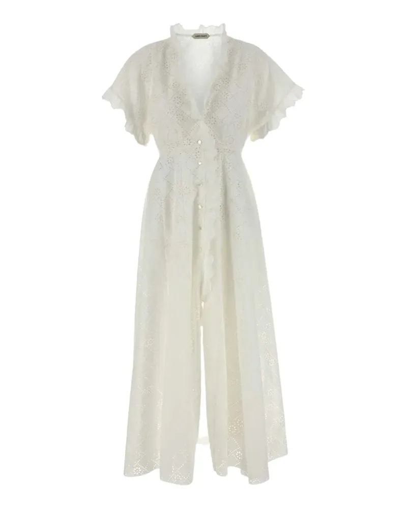 Alberta Ferretti Kleid mit Lochstickerei - Weiß Weiß