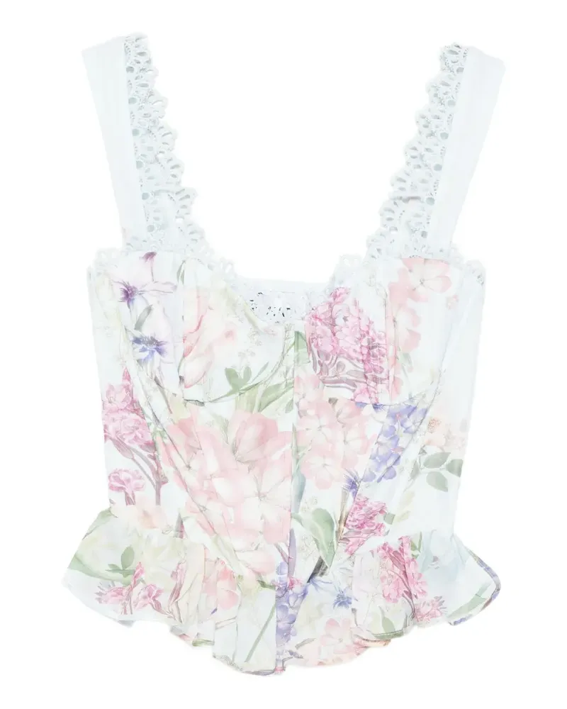 Charo Ruiz Floret lace floral top - Blau Blau