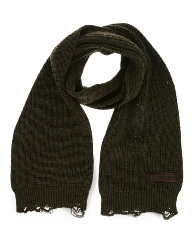 Dsquared2 logo-patch fringed-hem scarf - Grün Grün