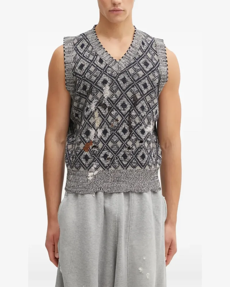 Wales Bonner Pullunder im Distressed-Look - Grau Grau